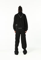 Chaqueta bomber vaquera con grandes bolsillos frontales y botones MWM en las mangas | MWM [PS_COLORS:BLACK]