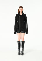 Chaqueta bomber vaquera con grandes bolsillos frontales y botones MWM en las mangas | MWM [PS_COLORS:BLACK]