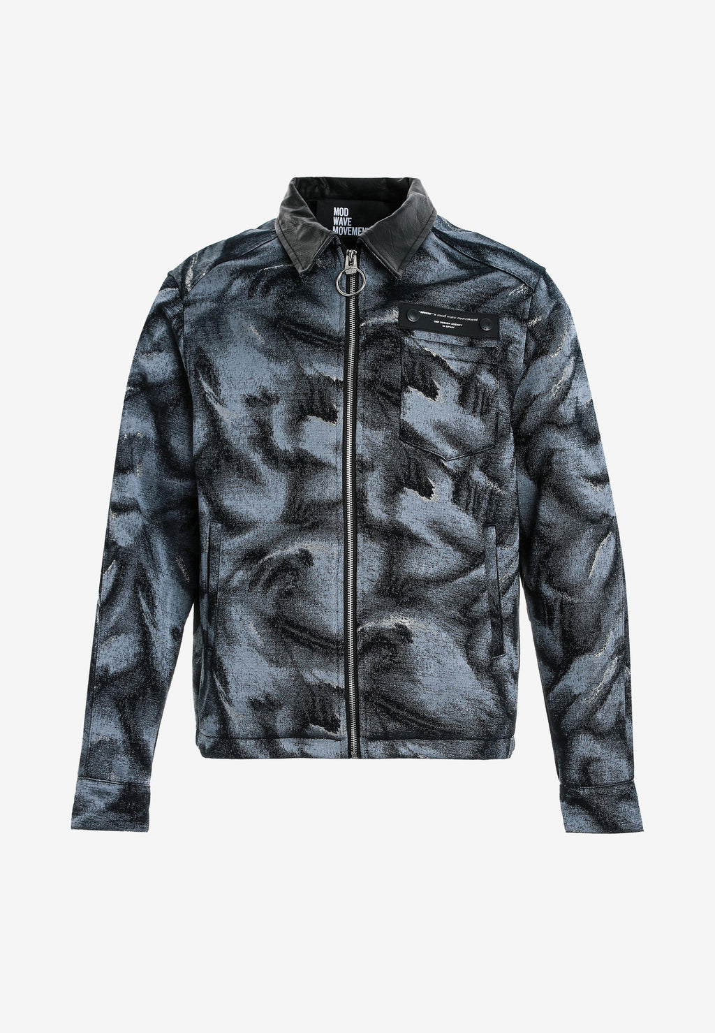 Chaqueta de trabajo jacquard de chenilla con brillo y cuello efecto piel | MWM [PS_COLORS:BLACK]