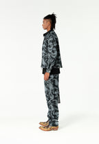 Chaqueta de trabajo jacquard de chenilla con brillo y cuello efecto piel | MWM [PS_COLORS:BLACK]