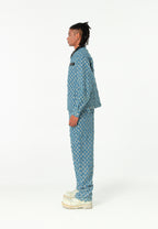 Chaqueta de trabajo jacquard de chenilla con brillo y cuello efecto piel | MWM [PS_COLORS:BLUE]
