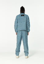 Chaqueta de trabajo jacquard de chenilla con brillo y cuello efecto piel | MWM [PS_COLORS:BLUE]