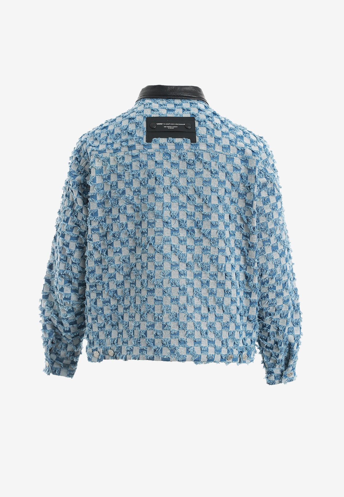 Chaqueta de trabajo jacquard de chenilla con brillo y cuello efecto piel | MWM [PS_COLORS:BLUE]