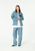 Chaqueta de trabajo jacquard de chenilla con brillo y cuello efecto piel | MWM [PS_COLORS:BLUE]
