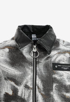 Chaqueta de trabajo jacquard de chenilla con brillo y cuello efecto piel | MWM [PS_COLORS:GREY]