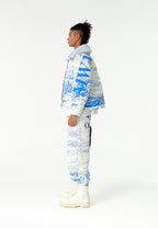 Abrigo puffer con paisaje full-print y cuello alto | MWM [PS_COLORS:BLUE]
