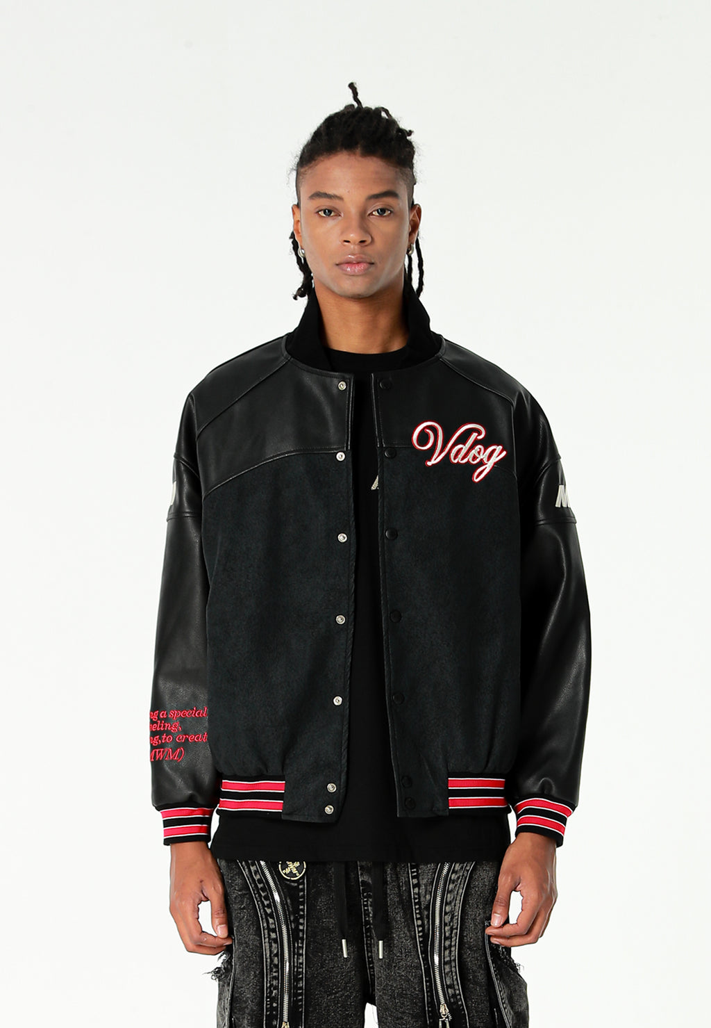 Chaqueta bomber Vanguard Dogs VDOG efecto piel con bordados y bulldog en la espalda | MWM [PS_COLORS:UNASSIGNED]