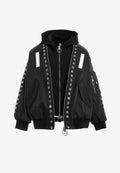 Chaqueta bomber Vanguard Dogs de doble capa con capucha y tachuelas | MWM [PS_COLORS:BLACK]