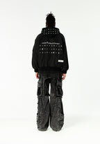 Chaqueta bomber Vanguard Dogs de doble capa con capucha y tachuelas | MWM [PS_COLORS:BLACK]