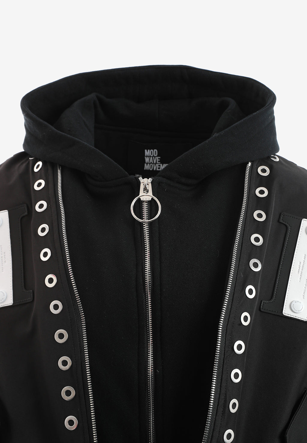 Chaqueta bomber Vanguard Dogs de doble capa con capucha y tachuelas | MWM [PS_COLORS:BLACK]