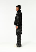 Chaqueta bomber Vanguard Dogs de doble capa con capucha y tachuelas | MWM [PS_COLORS:BLACK]