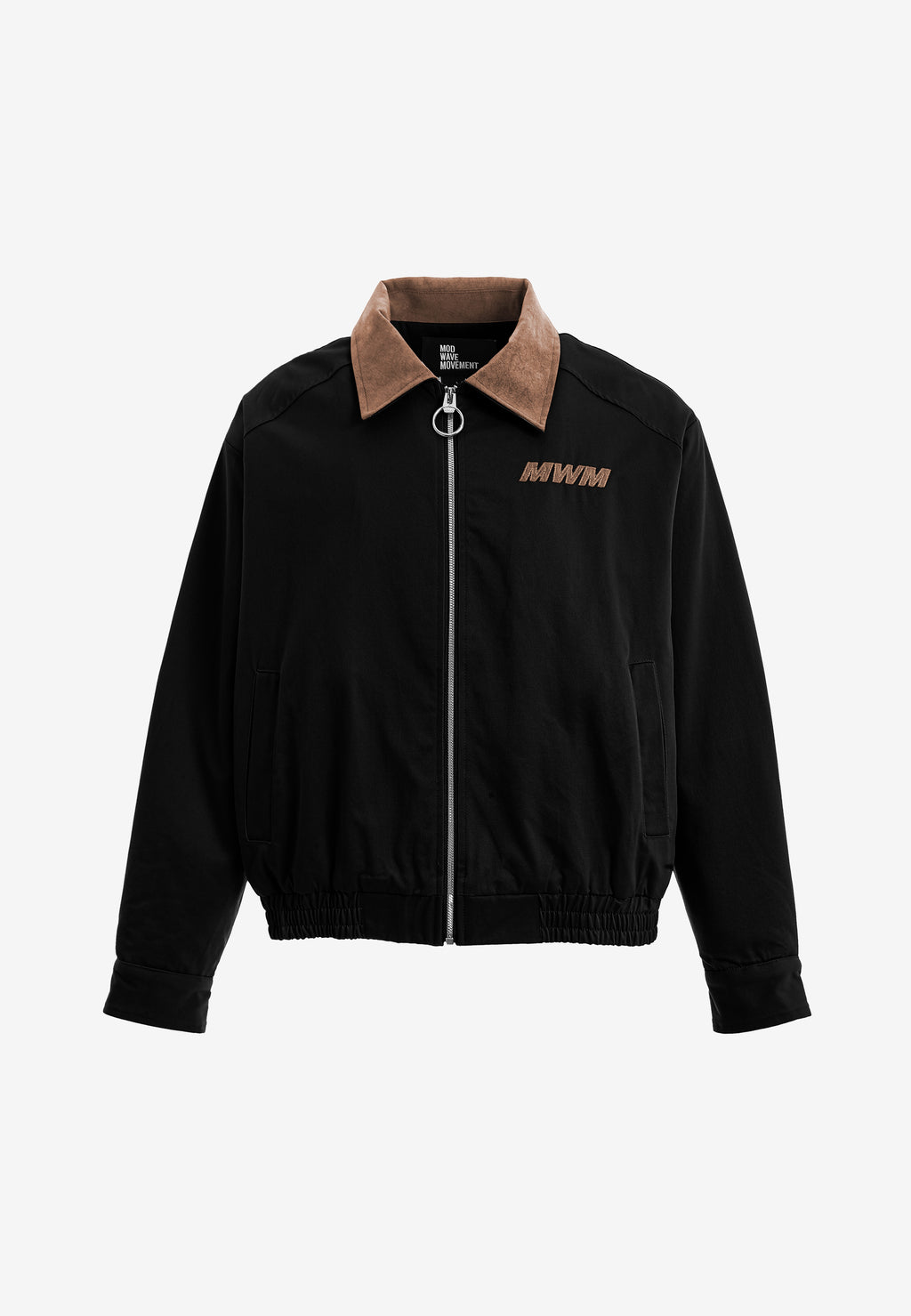 Chaqueta Harrington de canvas con cuello efecto piel y logo bordado | MWM [PS_COLORS:BLACK]