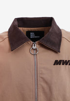 Chaqueta Harrington de canvas con cuello efecto piel y logo bordado | MWM [PS_COLORS:CAMEL]