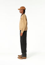 Chaqueta Harrington de canvas con cuello efecto piel y logo bordado | MWM [PS_COLORS:CAMEL]