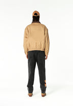 Chaqueta Harrington de canvas con cuello efecto piel y logo bordado | MWM [PS_COLORS:CAMEL]