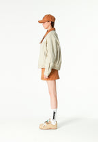 Chaqueta Harrington efecto piel y forro animal print | MWM [PS_COLORS:ECRU]
