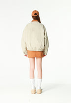 Chaqueta Harrington efecto piel y forro animal print | MWM [PS_COLORS:ECRU]