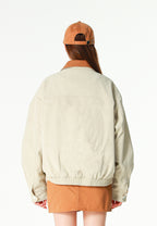 Chaqueta Harrington efecto piel y forro animal print | MWM [PS_COLORS:ECRU]