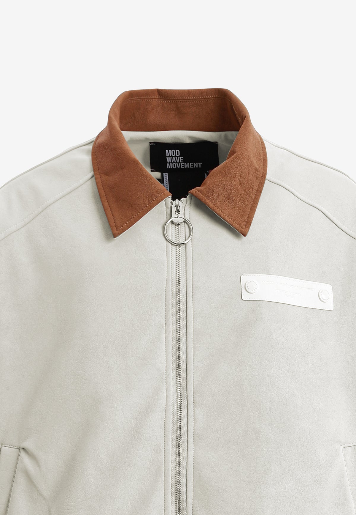Chaqueta Harrington efecto piel y forro animal print | MWM [PS_COLORS:ECRU]