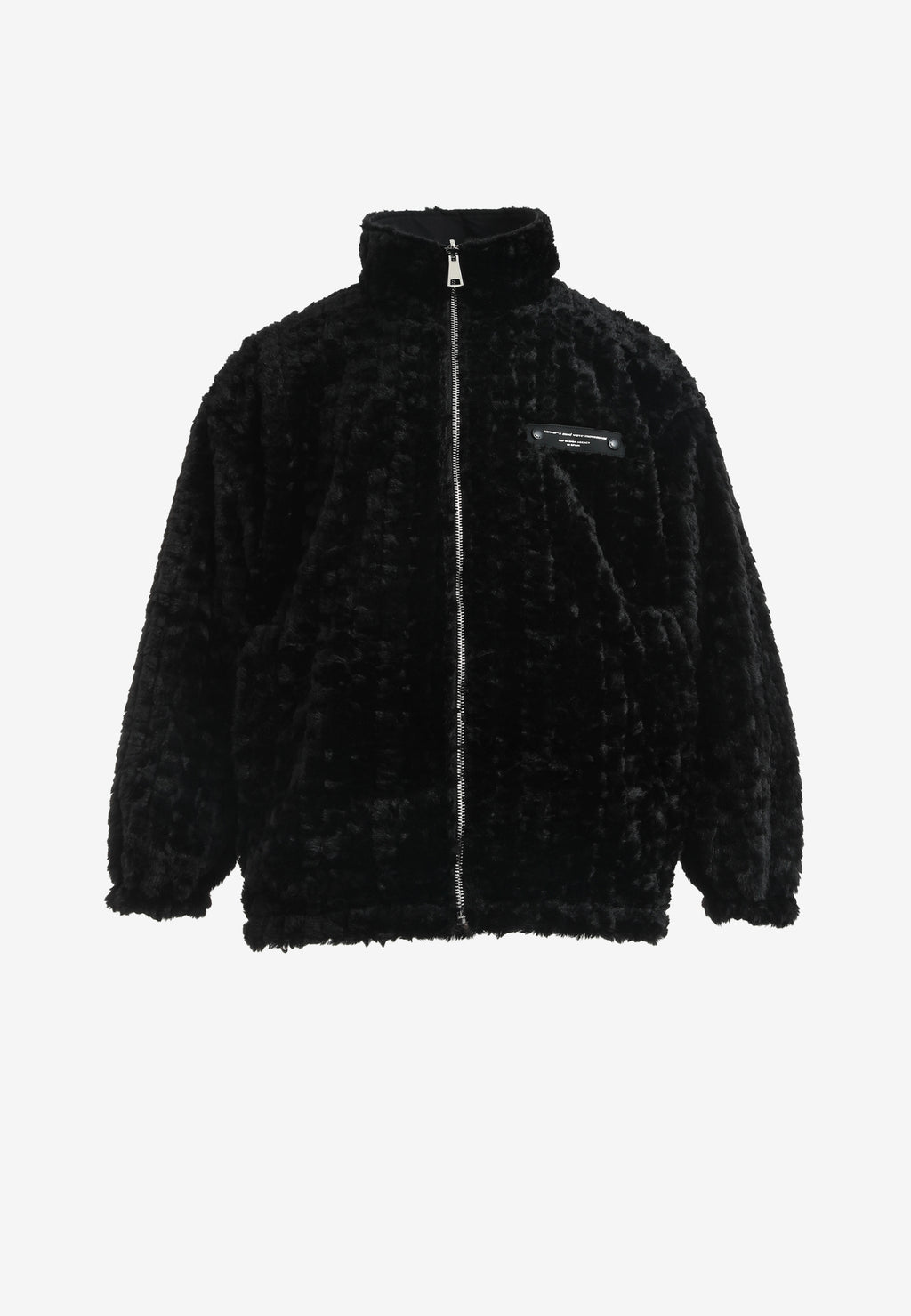 Chaqueta reversible TEDDY de corte relajado con pelo texturizado y parche Mike Bag | MWM [PS_COLORS:BLACK]