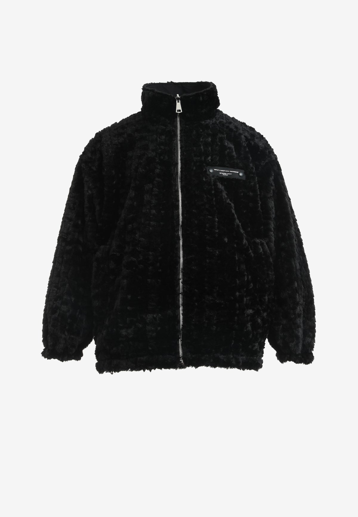 Chaqueta reversible TEDDY de corte relajado con pelo texturizado y parche Mike Bag | MWM [PS_COLORS:BLACK]