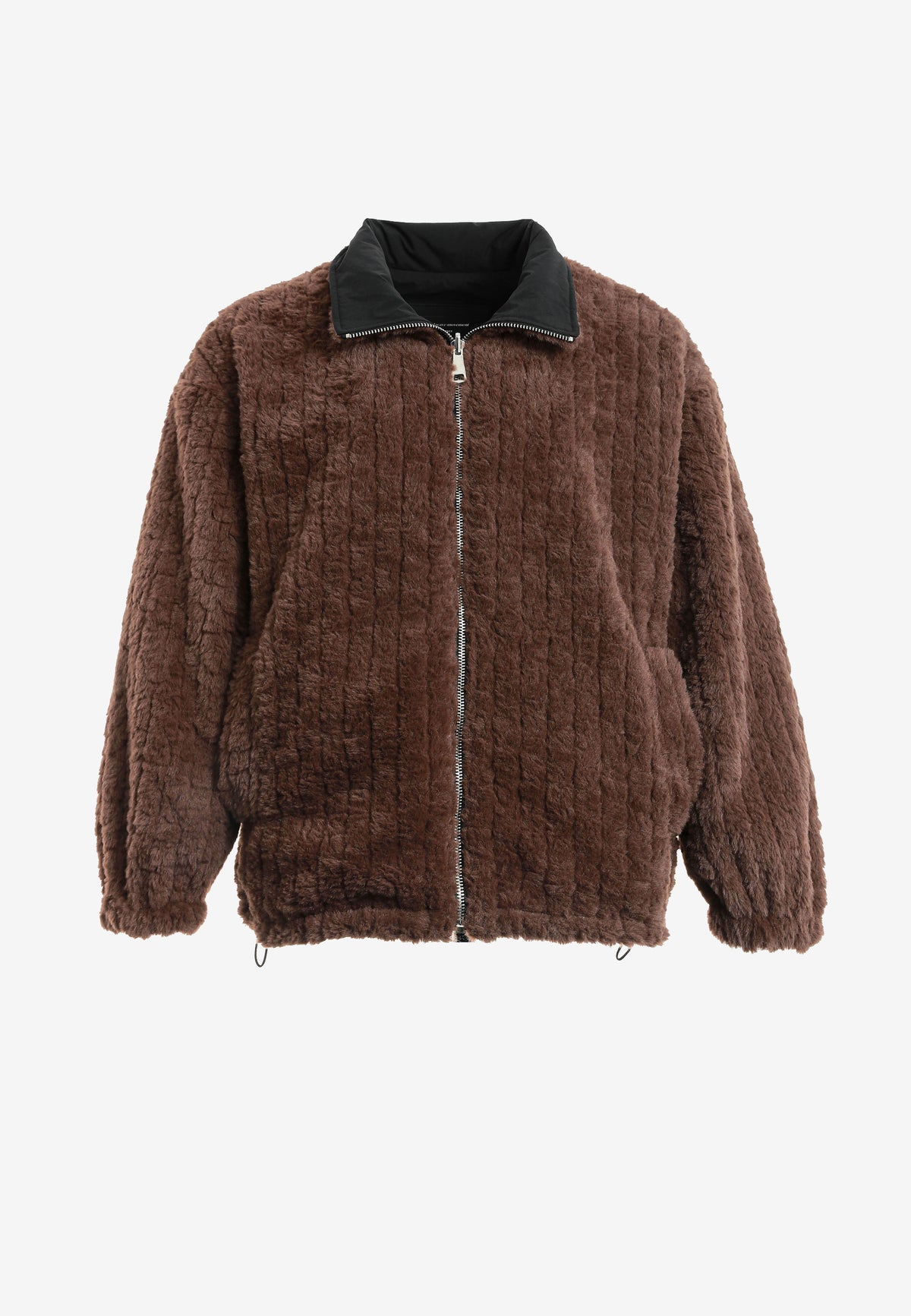 Chaqueta reversible TEDDY de corte relajado con pelo texturizado y parche Mike Bag | MWM [PS_COLORS:BROWN]