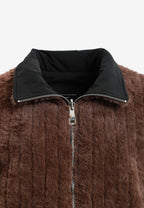 Chaqueta reversible TEDDY de corte relajado con pelo texturizado y parche Mike Bag | MWM [PS_COLORS:BROWN]