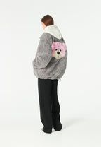 Chaqueta reversible TEDDY de corte relajado con pelo texturizado y parche Mike Bag | MWM [PS_COLORS:GREY]