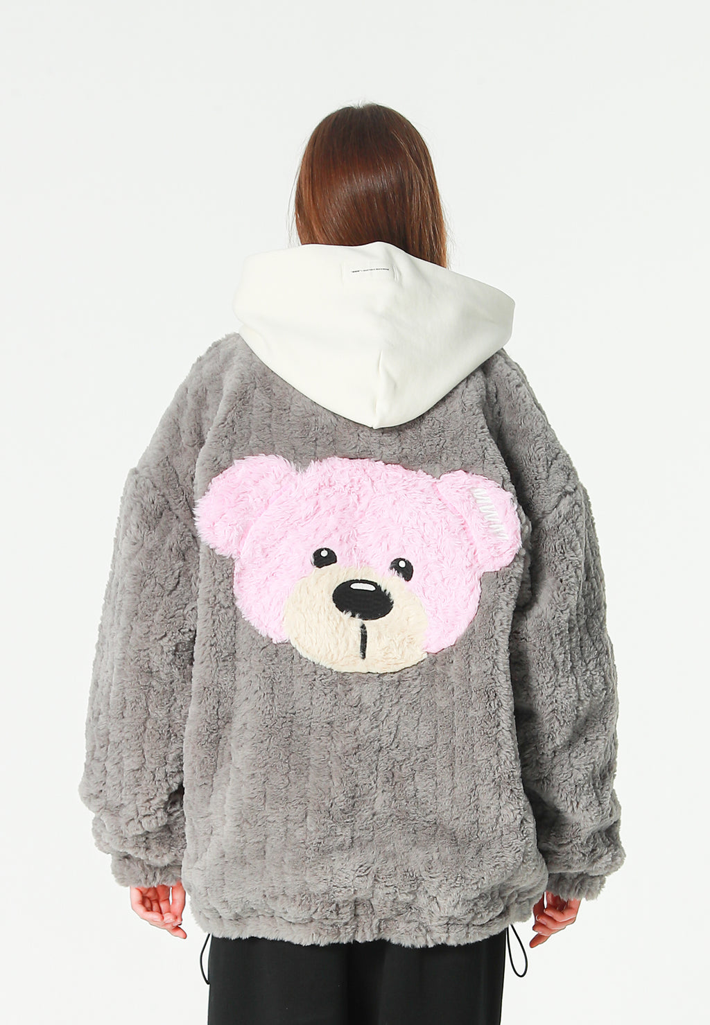 Chaqueta reversible TEDDY de corte relajado con pelo texturizado y parche Mike Bag | MWM [PS_COLORS:GREY]