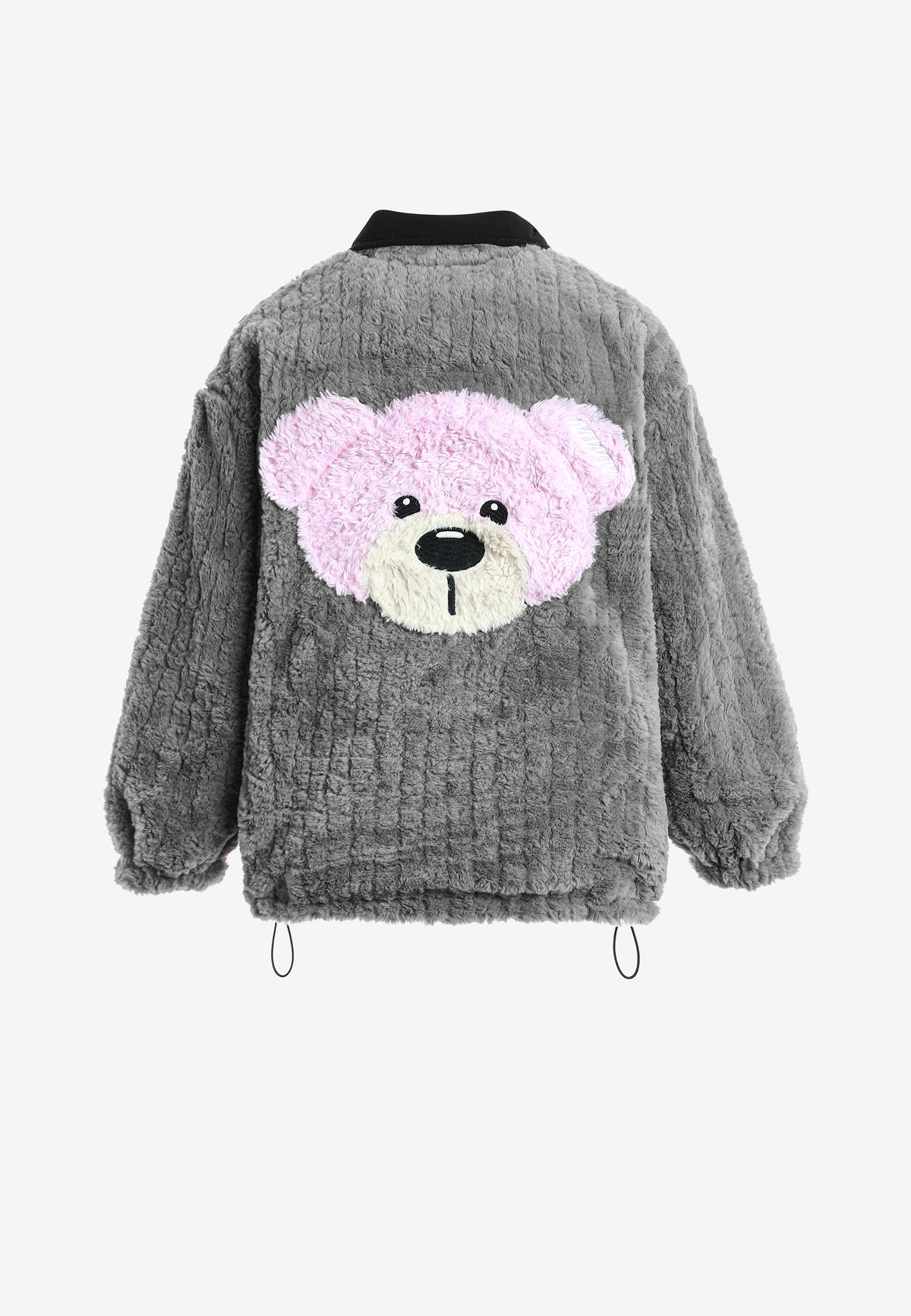 Chaqueta reversible TEDDY de corte relajado con pelo texturizado y parche Mike Bag | MWM [PS_COLORS:GREY]