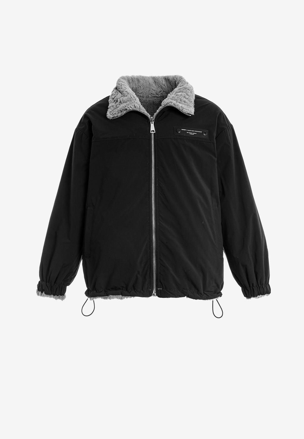 Chaqueta reversible TEDDY de corte relajado con pelo texturizado y parche Mike Bag | MWM [PS_COLORS:GREY]