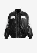 Chaqueta bomber Wings efecto piel con alas en mangas y espalda y forro de pelo extraíble | MWM [PS_COLORS:BLACK]