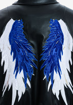 Chaqueta bomber Wings efecto piel con alas en mangas y espalda y forro de pelo extraíble | MWM [PS_COLORS:BLACK]