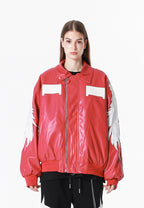 Chaqueta bomber Wings efecto piel con alas en mangas y espalda y forro de pelo extraíble | MWM [PS_COLORS:FUCHSIA]