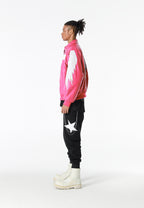 Chaqueta bomber Wings efecto piel con alas en mangas y espalda y forro de pelo extraíble | MWM [PS_COLORS:FUCHSIA]
