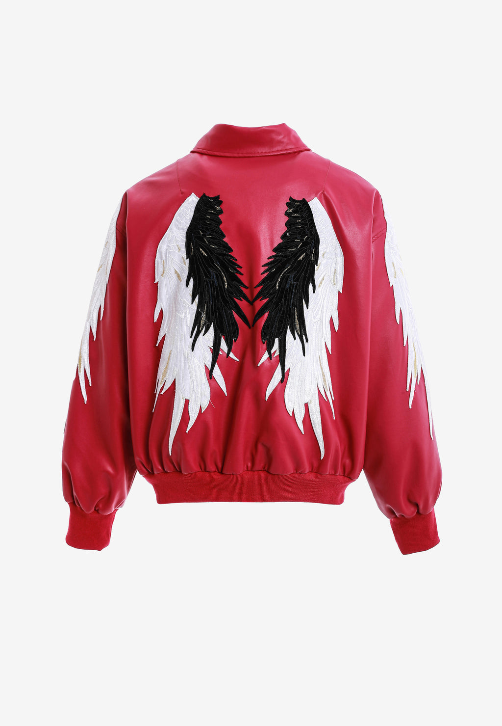 Chaqueta bomber Wings efecto piel con alas en mangas y espalda y forro de pelo extraíble | MWM [PS_COLORS:FUCHSIA]