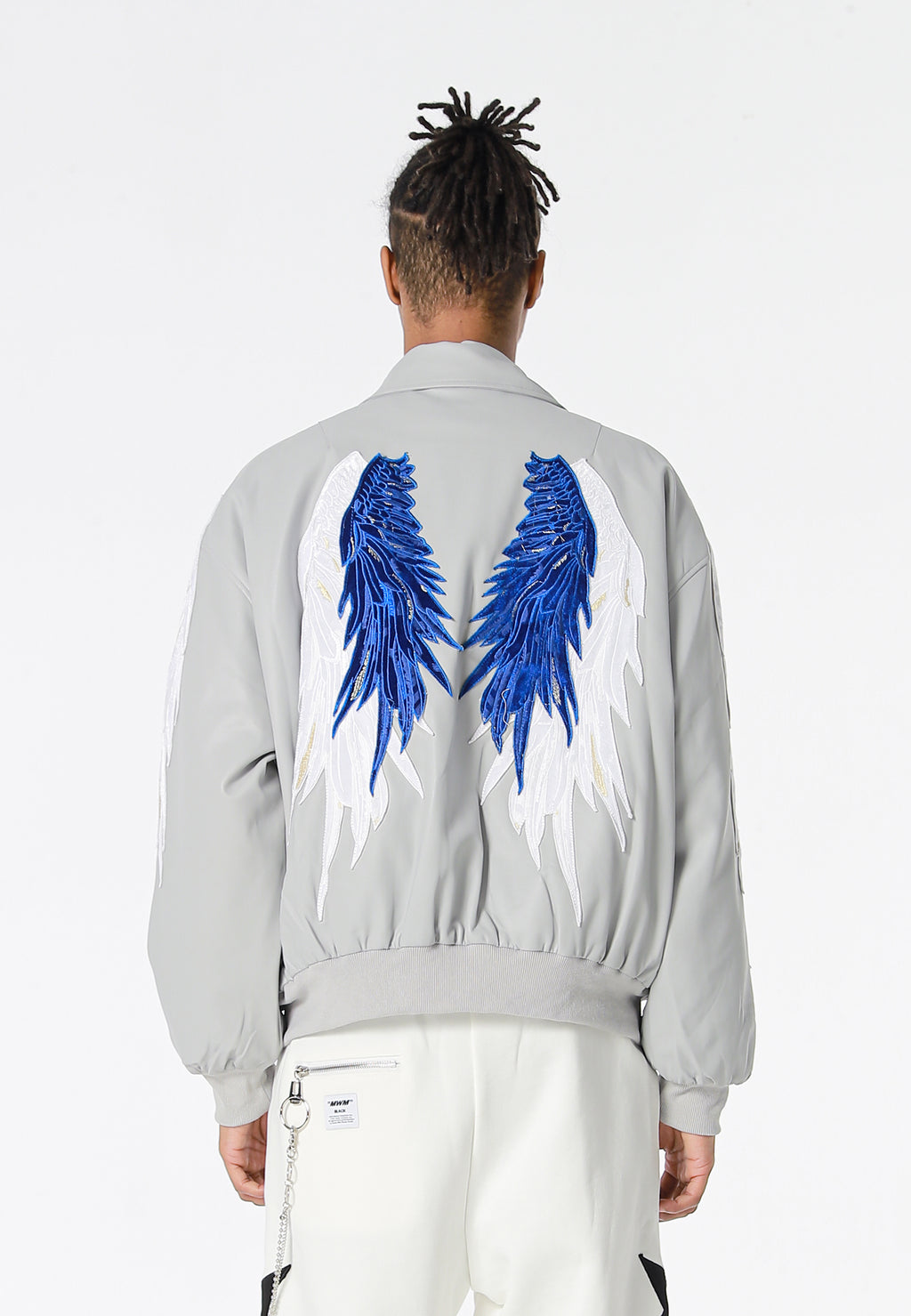 Chaqueta bomber Wings efecto piel con alas en mangas y espalda y forro de pelo extraíble | MWM [PS_COLORS:GREY]