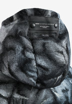 Abrigo puffer jacquard de chenilla con brillo, capucha y mangas desmontables | MWM [PS_COLORS:BLACK]
