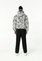 Abrigo puffer jacquard de chenilla con brillo, capucha y mangas desmontables | MWM [PS_COLORS:GREY]