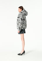 Abrigo puffer jacquard de chenilla con brillo, capucha y mangas desmontables | MWM [PS_COLORS:GREY]