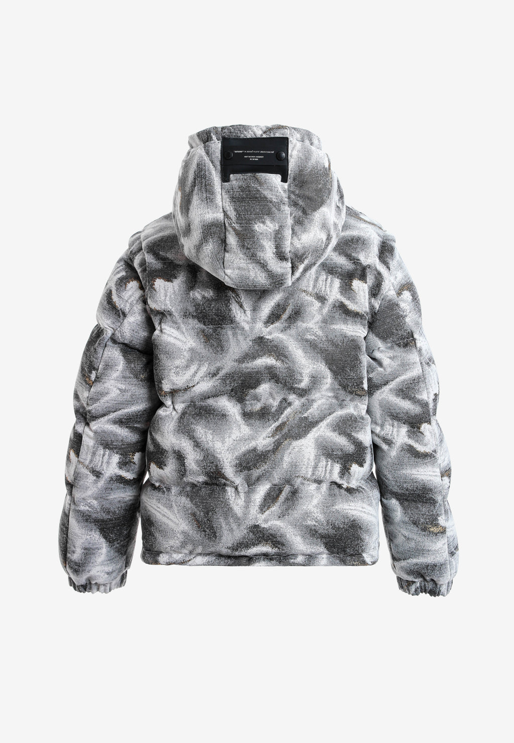 Abrigo puffer jacquard de chenilla con brillo, capucha y mangas desmontables | MWM [PS_COLORS:GREY]