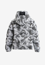 Abrigo puffer jacquard de chenilla con brillo, capucha y mangas desmontables | MWM [PS_COLORS:GREY]