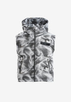 Abrigo puffer jacquard de chenilla con brillo, capucha y mangas desmontables | MWM [PS_COLORS:GREY]