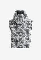 Abrigo puffer jacquard de chenilla con brillo, capucha y mangas desmontables | MWM [PS_COLORS:GREY]