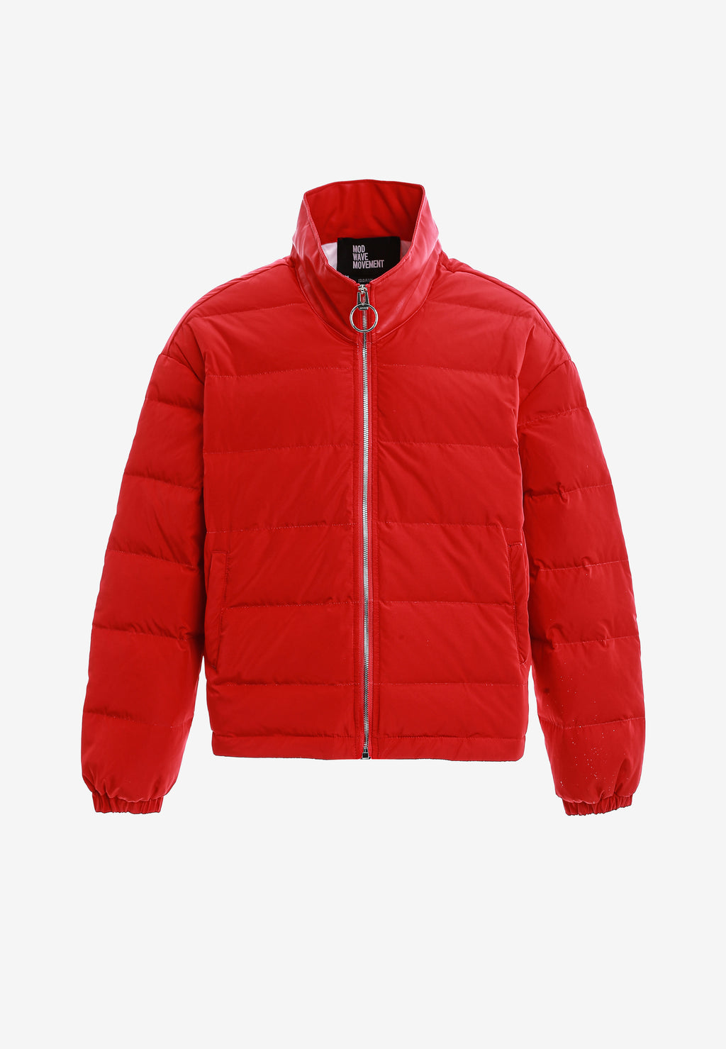Chaqueta Iconic Logos efecto piel colorblock con cuello alto y cuatro bolsillos | MWM [PS_COLORS:RED]