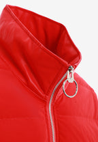 Chaqueta Iconic Logos efecto piel colorblock con cuello alto y cuatro bolsillos | MWM [PS_COLORS:RED]