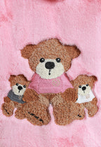 Abrigo TEDDY de pelo con capucha y parches Teddy en pecho y espalda | MWM [PS_COLORS:PINK]