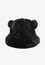 Gorro bucket de pelo con oso Teddy y orejas | MWM [PS_COLORS:BLACK]