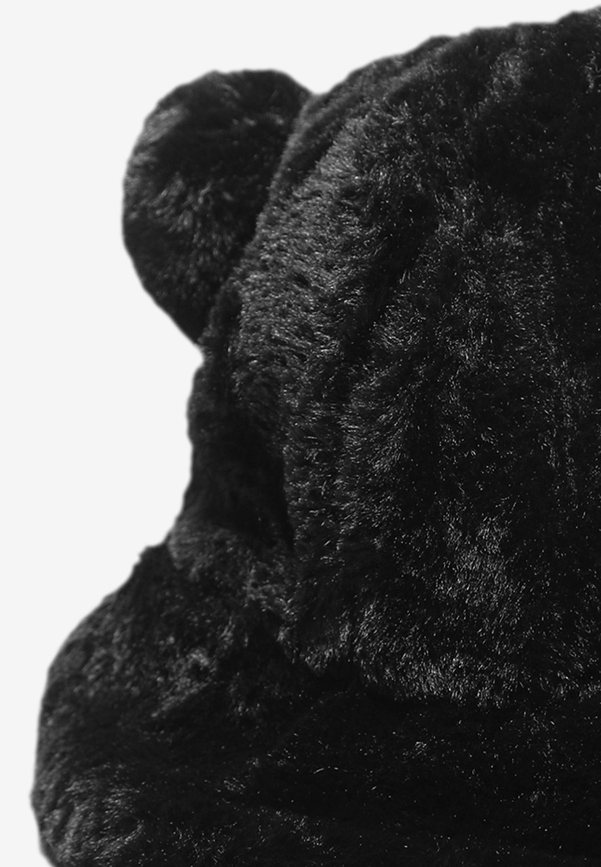 Gorro bucket de pelo con oso Teddy y orejas | MWM [PS_COLORS:BLACK]
