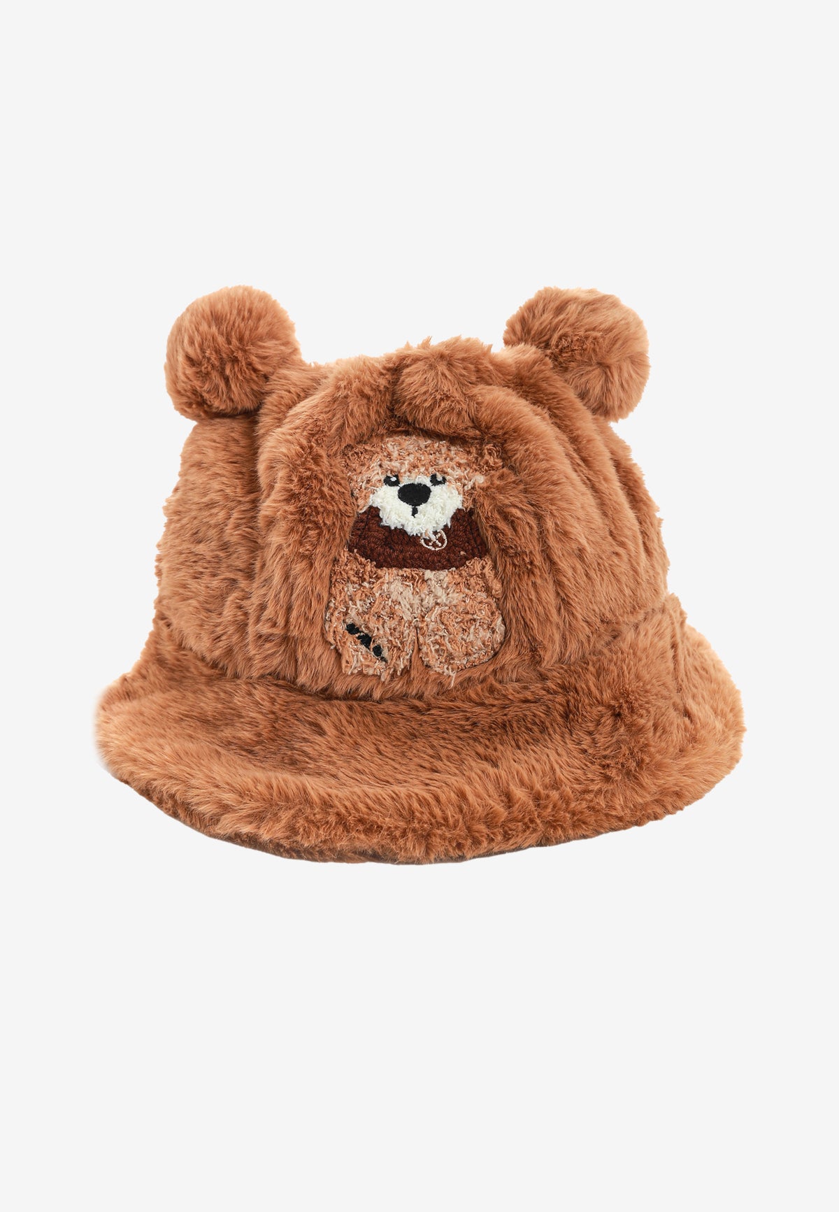 Gorro bucket de pelo con oso Teddy y orejas | MWM [PS_COLORS:BROWN]